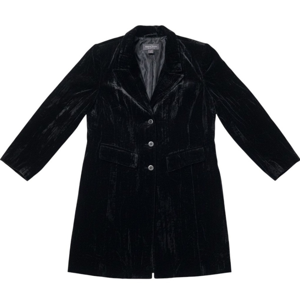Working Classics Designs & Co Blazer Womens 14 Black Crushed Velvet Long Jacket